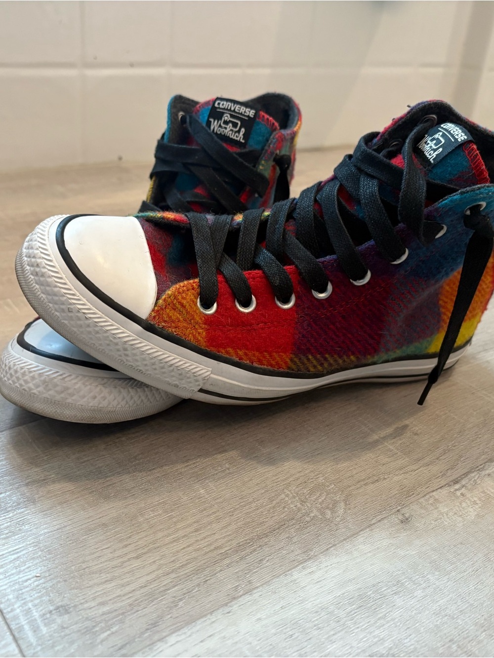 Limited Edition Converse Woolworth High Top Sneakers in Plaid
